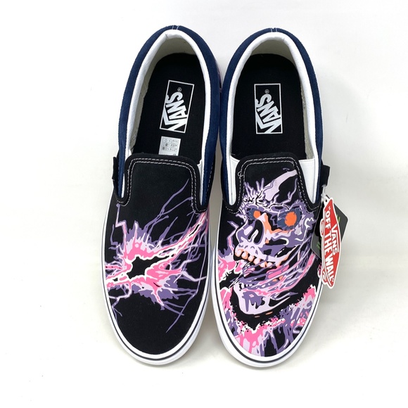 VANS Classic Slip On Zap Dress Blues Black Canvas Men Sneakers Skate VN000XG88NK - Picture 5 of 11